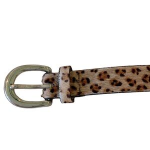 ALC Belt Leopard Print Calf Hair Gold and Black Solid Brass Buckle Leather
36”